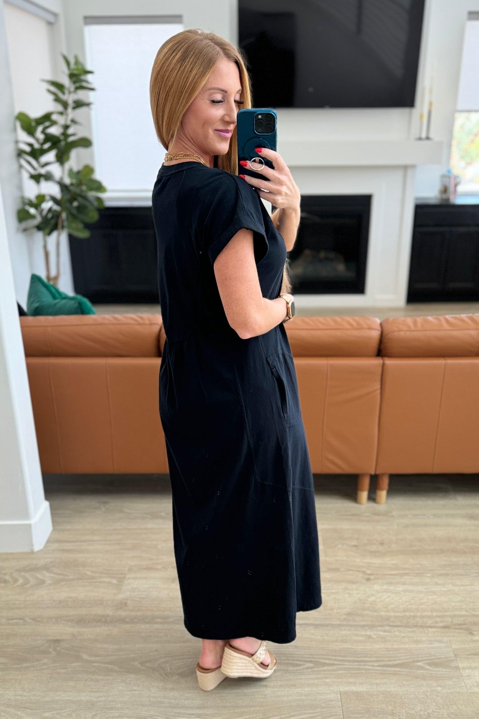 Modern Maritime Shift Maxi Dress in Black - SwagglyLife Home & Fashion