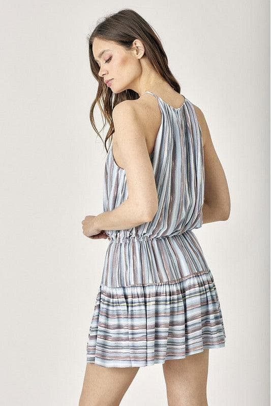 MUSTARD SEED Keyhole Neck Stripe Printed Dress - SwagglyLife Home & Fashion