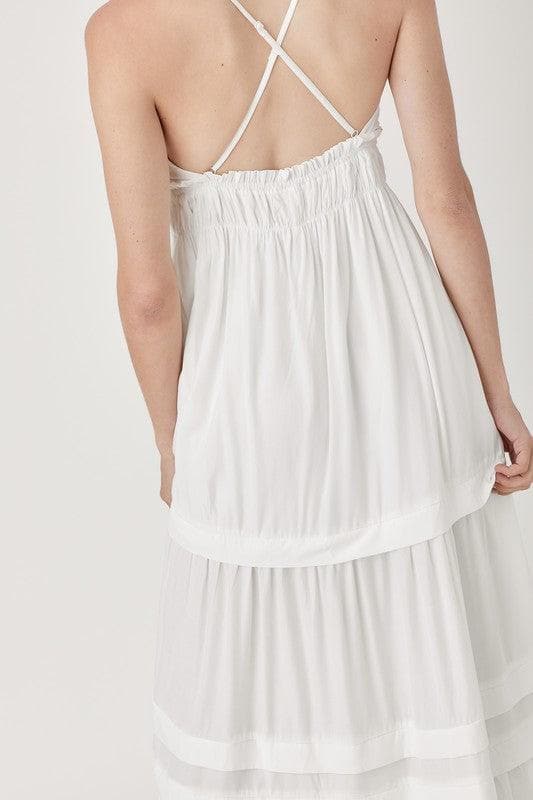 MUSTARD SEED Shirred Ruffle Folded Detail Maxi Dress - SwagglyLife Home & Fashion