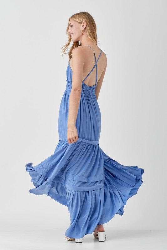 MUSTARD SEED Shirred Ruffle Folded Detail Maxi Dress - SwagglyLife Home & Fashion