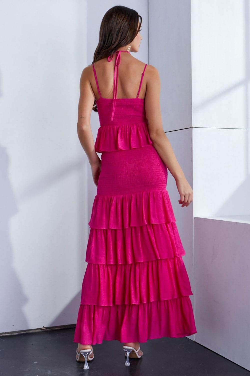 MUSTARD SEED Smocked Ruffled Layered Hem Dress - SwagglyLife Home & Fashion