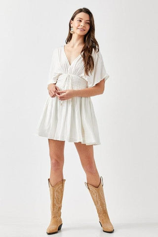 Smocked Waist With Tassel Strap Dress - SwagglyLife Home & Fashion