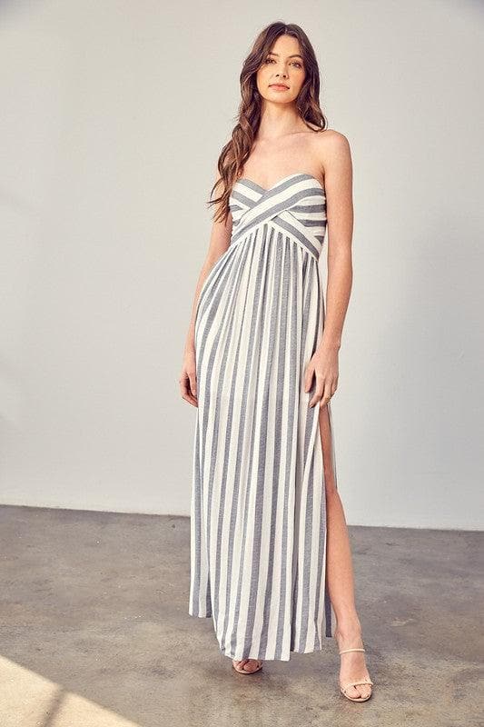 MUSTARD SEED Stripe Print Tube Maxi Dress - SwagglyLife Home & Fashion