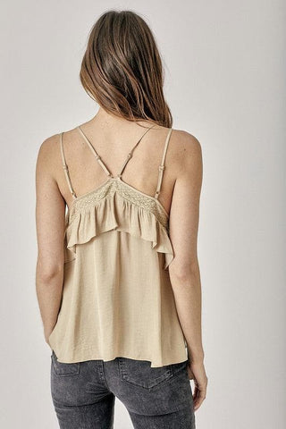 MUSTARD SEED Trim Detail with Ruffle Cami Top, 2 Colors - SwagglyLife Home & Fashion