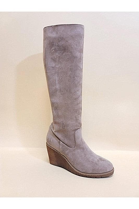 NAVAEH Suede Tall Boots, Taupe - SwagglyLife Home & Fashion