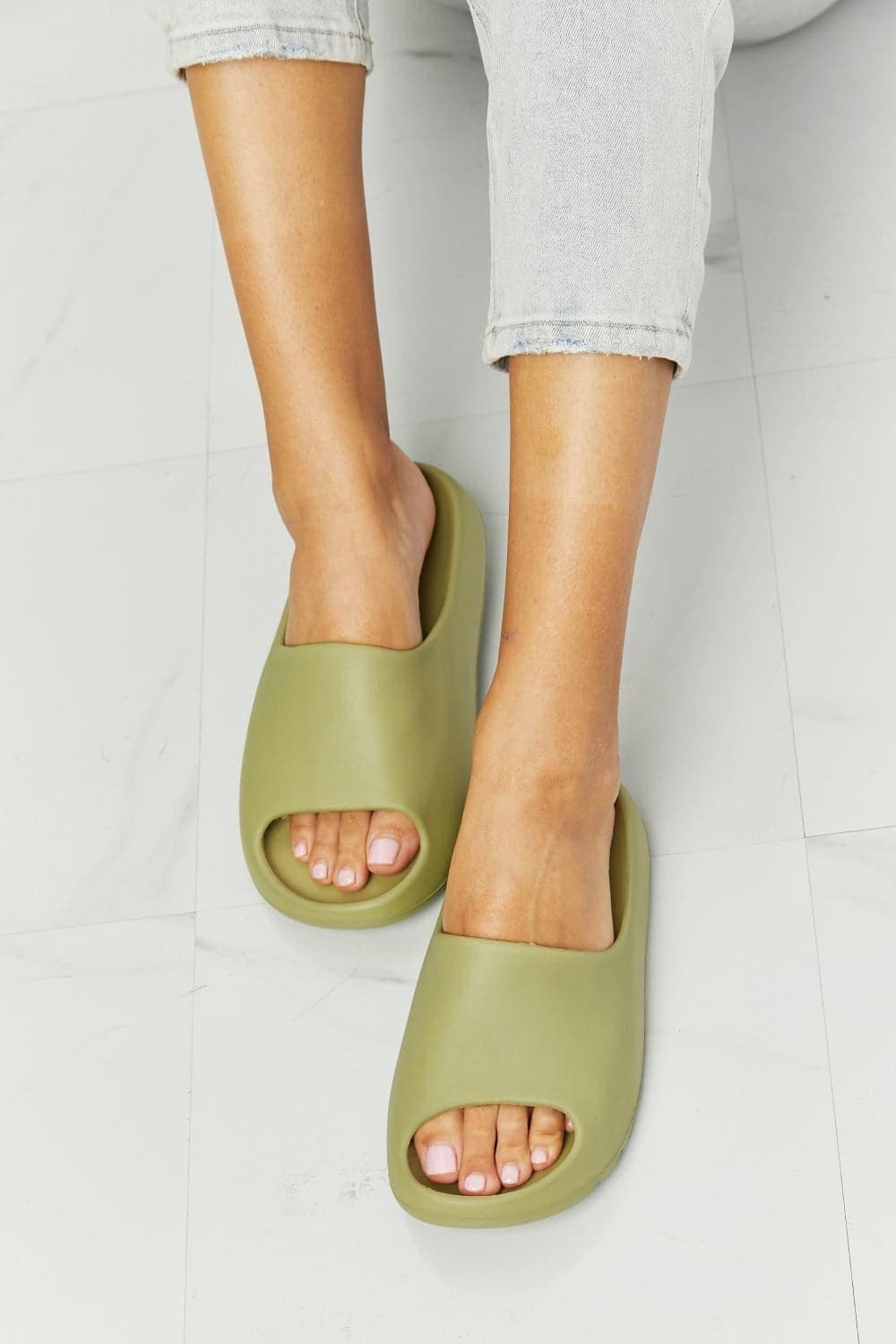 NOOK JOI In My Comfort Zone Slides in Green - SwagglyLife Home & Fashion