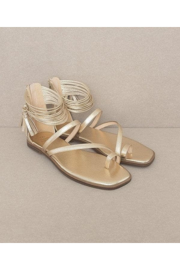 Oasis Society Abril - Strappy Ankle Wrap Sandal - SwagglyLife Home & Fashion