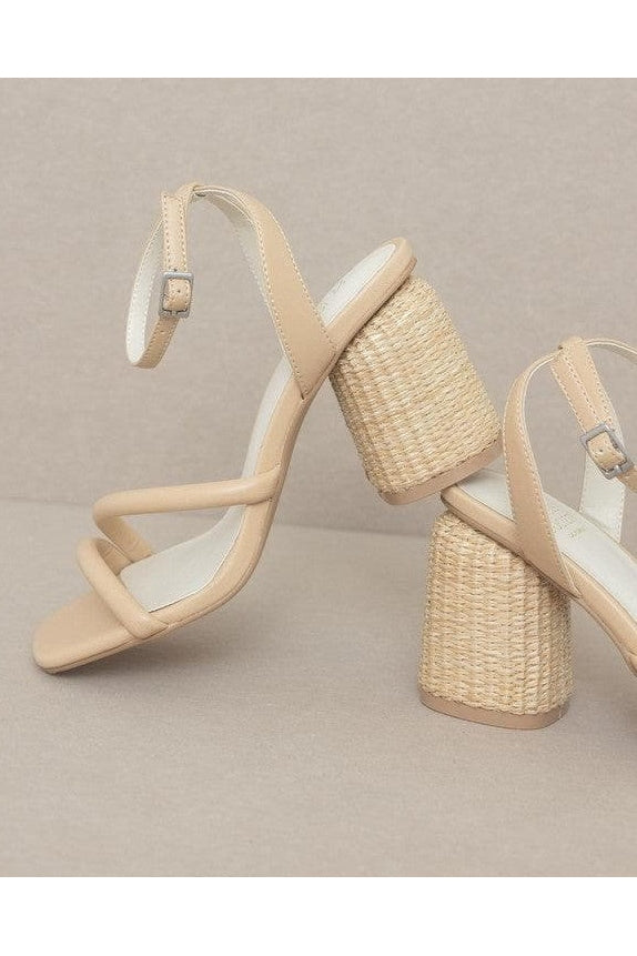 Oasis Society Alaia - Strappy Raffia Heel Sandal - SwagglyLife Home & Fashion