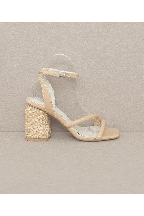 Oasis Society Alaia - Strappy Raffia Heel Sandal - SwagglyLife Home & Fashion