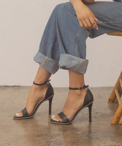 OASIS SOCIETY Dublin - Metal Stud Open Toe Heels - SwagglyLife Home & Fashion