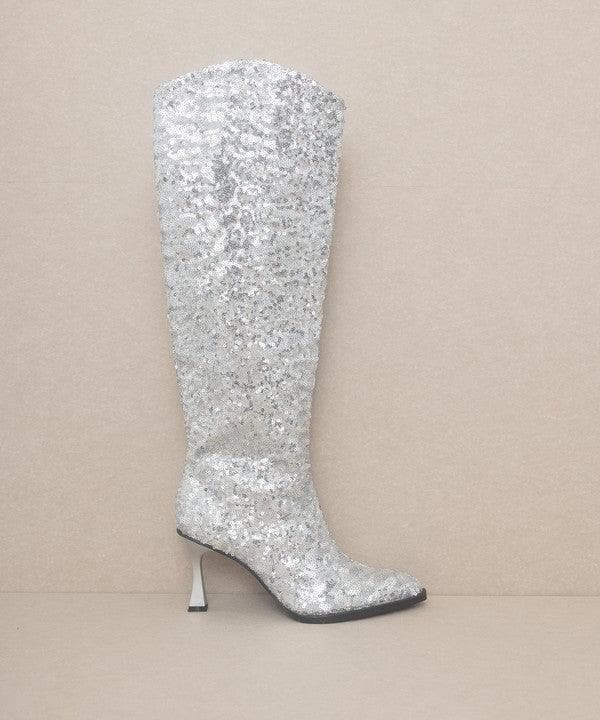 OASIS SOCIETY Jewel - Knee High Sequin Boots - SwagglyLife Home & Fashion