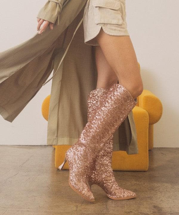 OASIS SOCIETY Jewel - Knee High Sequin Boots - SwagglyLife Home & Fashion