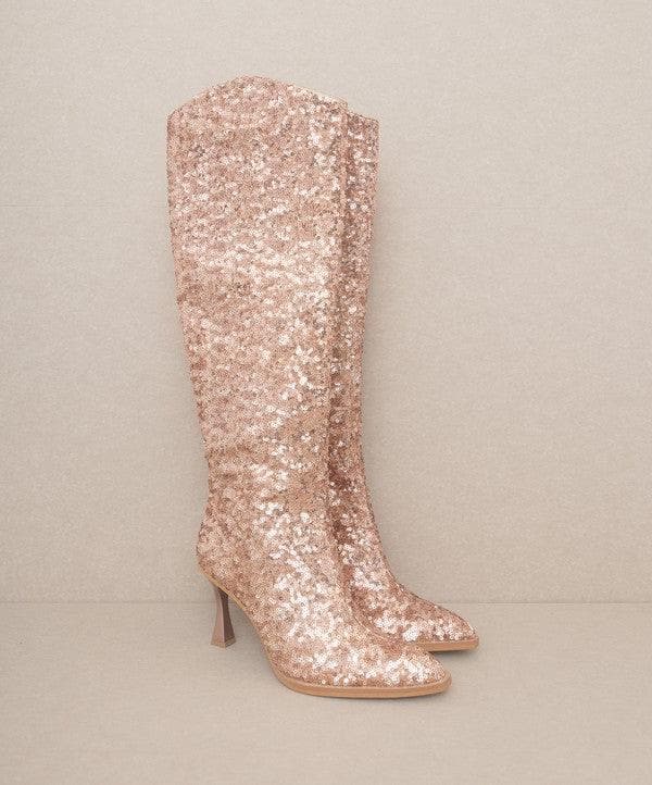 OASIS SOCIETY Jewel - Knee High Sequin Boots - SwagglyLife Home & Fashion