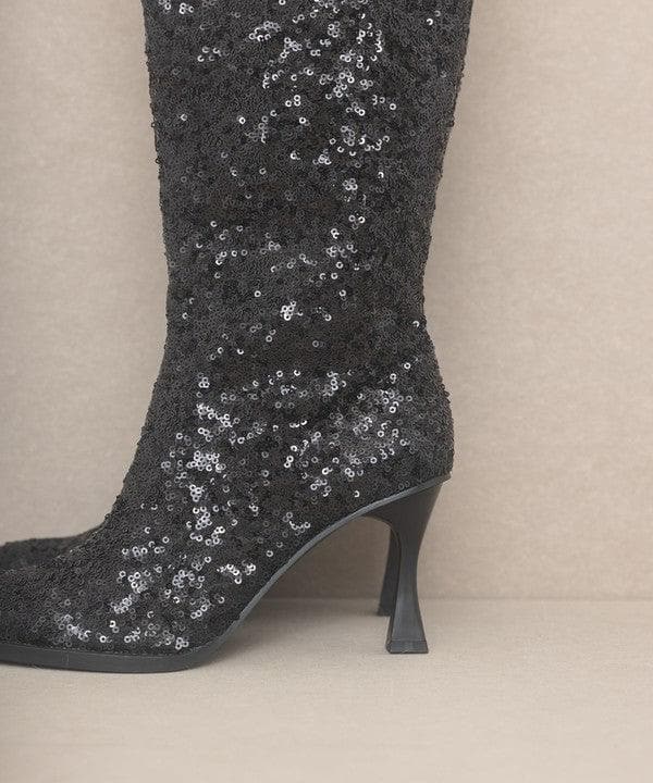 OASIS SOCIETY Jewel - Knee High Sequin Boots - SwagglyLife Home & Fashion