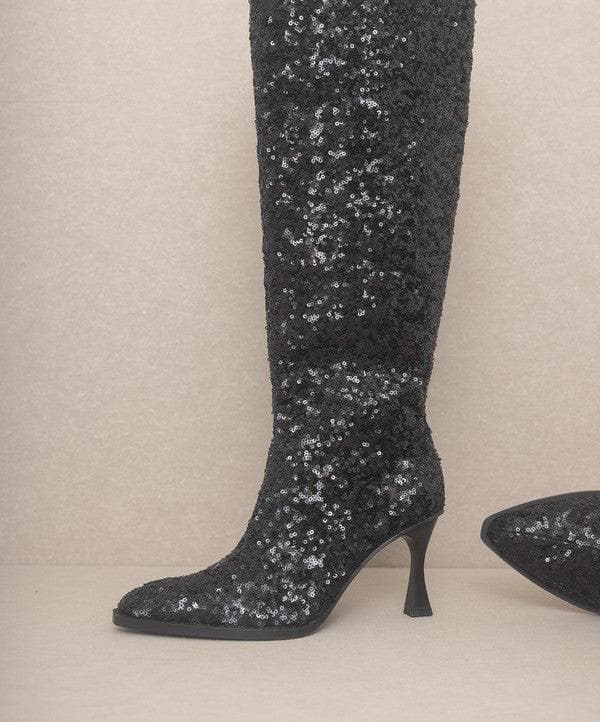 OASIS SOCIETY Jewel - Knee High Sequin Boots - SwagglyLife Home & Fashion