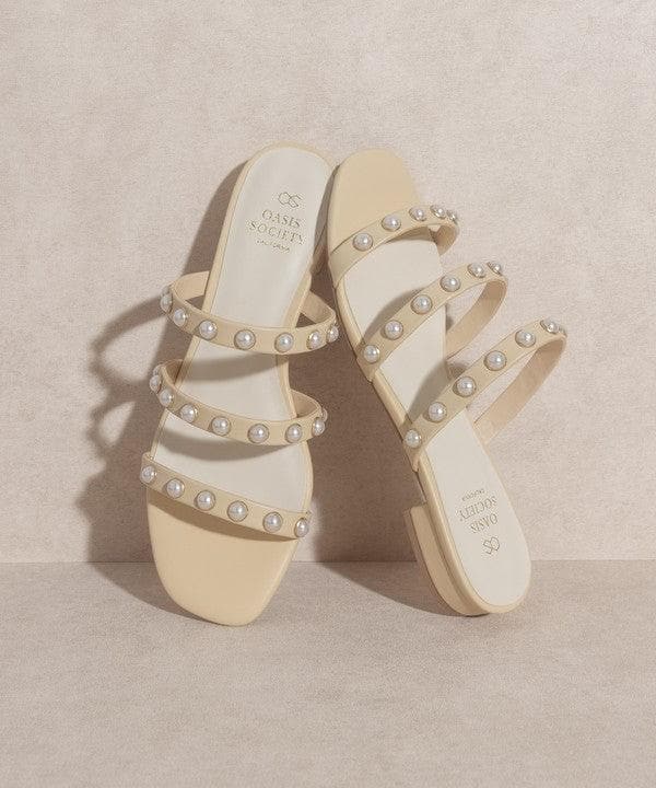 OASIS SOCIETY Valerie - Pearl Flat Sandals - SwagglyLife Home & Fashion