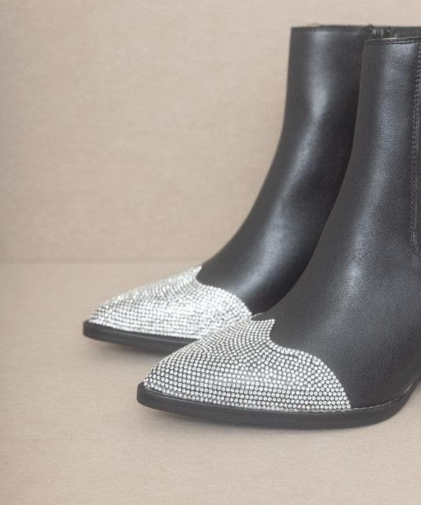 OASIS SOCIETY Zuri - Rhinestone Toed Booties, 2 Colors - SwagglyLife Home & Fashion