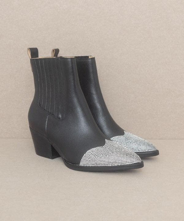 OASIS SOCIETY Zuri - Rhinestone Toed Booties, 2 Colors - SwagglyLife Home & Fashion