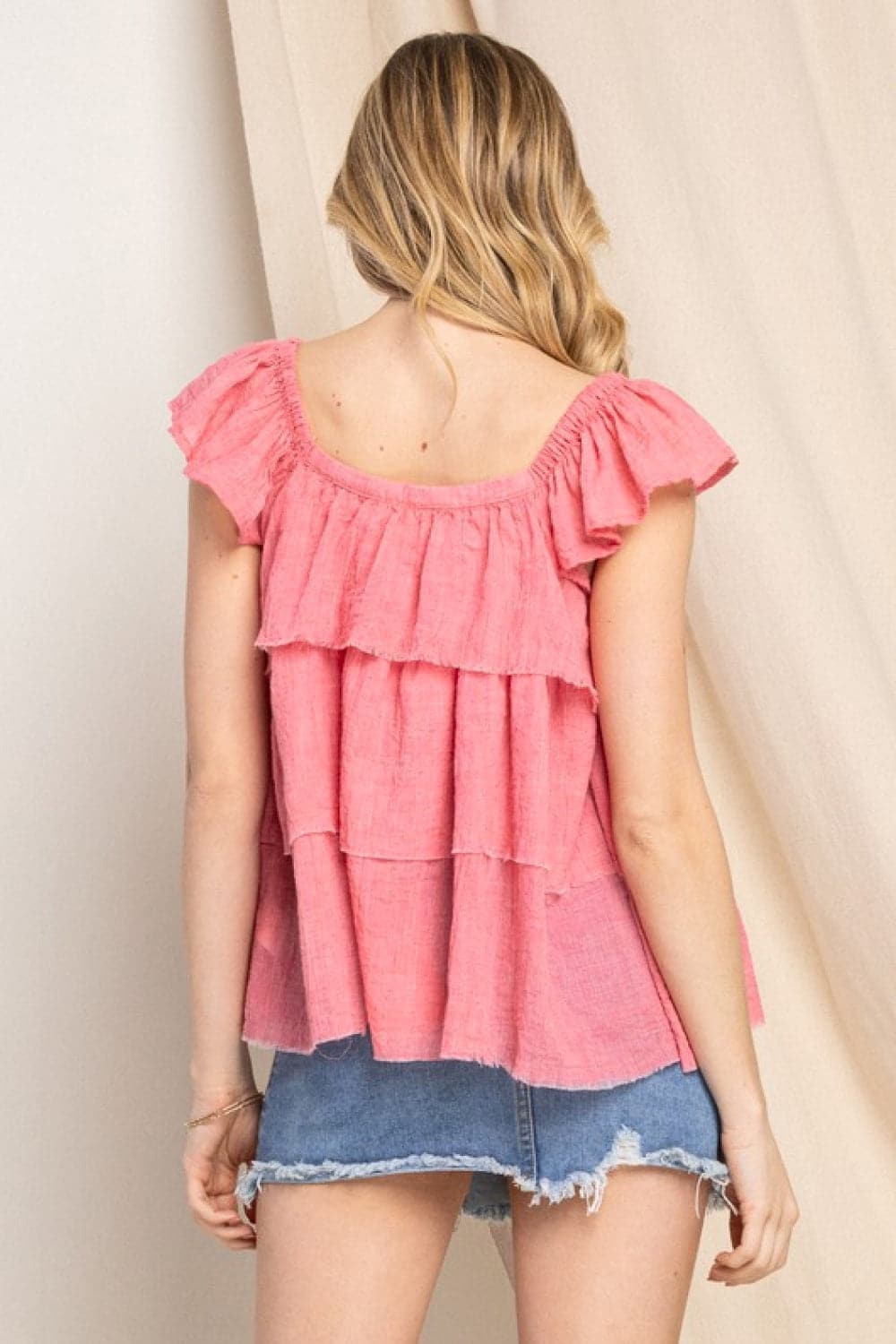 ODDI Buttoned Ruffled Top - SwagglyLife Home & Fashion