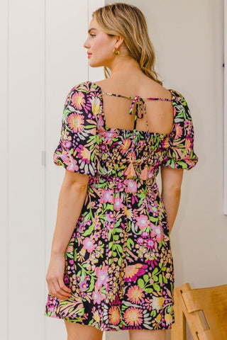 ODDI Full Size Floral Tie-Back Mini Dress - SwagglyLife Home & Fashion