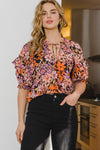 ODDI Full Size Floral Tie Neck Ruffled Blouse - SwagglyLife Home & Fashion
