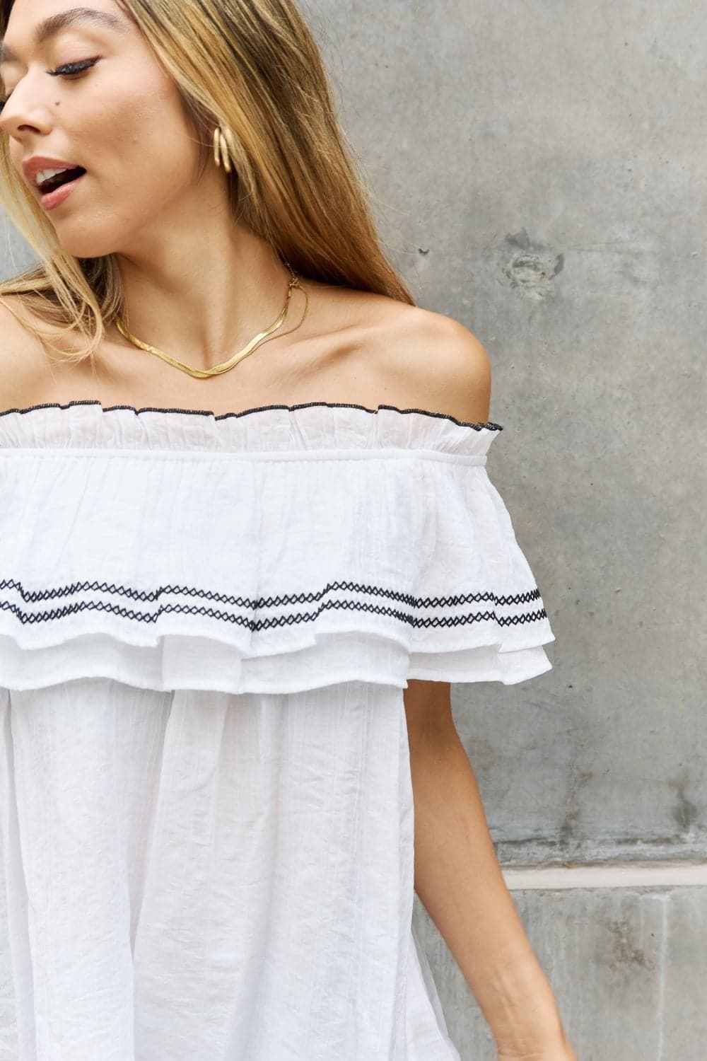 ODDI Full Size Off The Shoulder Ruffle Blouse - SwagglyLife Home & Fashion