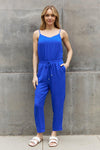 ODDI Full Size Textured Woven Jumpsuit in Royal Blue - SwagglyLife Home & Fashion