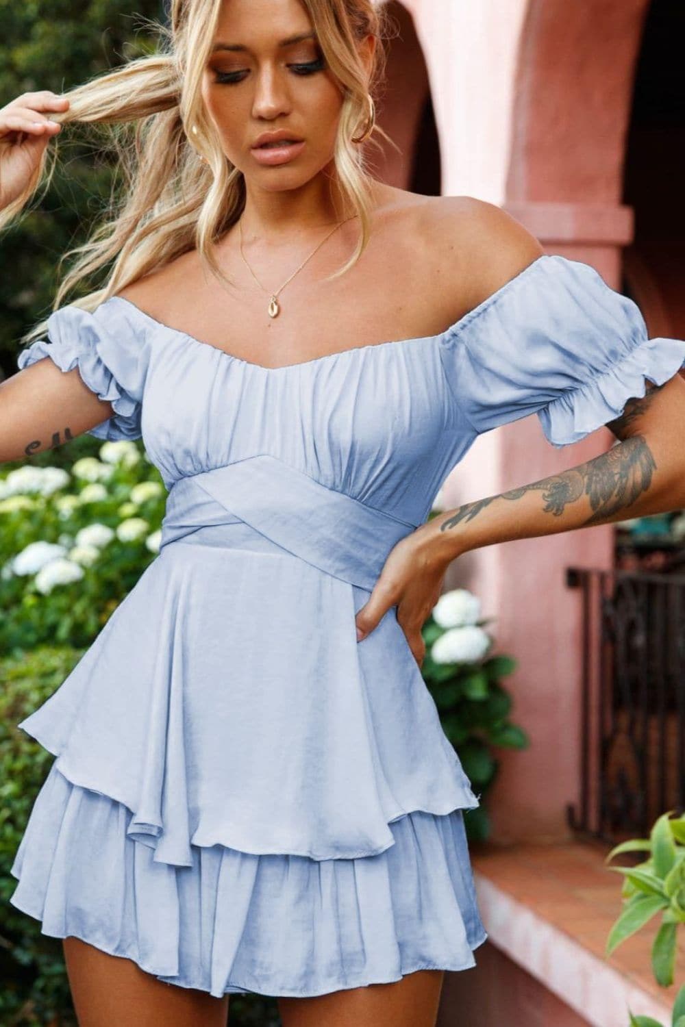 Off Shoulder Flounce Sleeve Romper, 9 Colors - SwagglyLife Home & Fashion