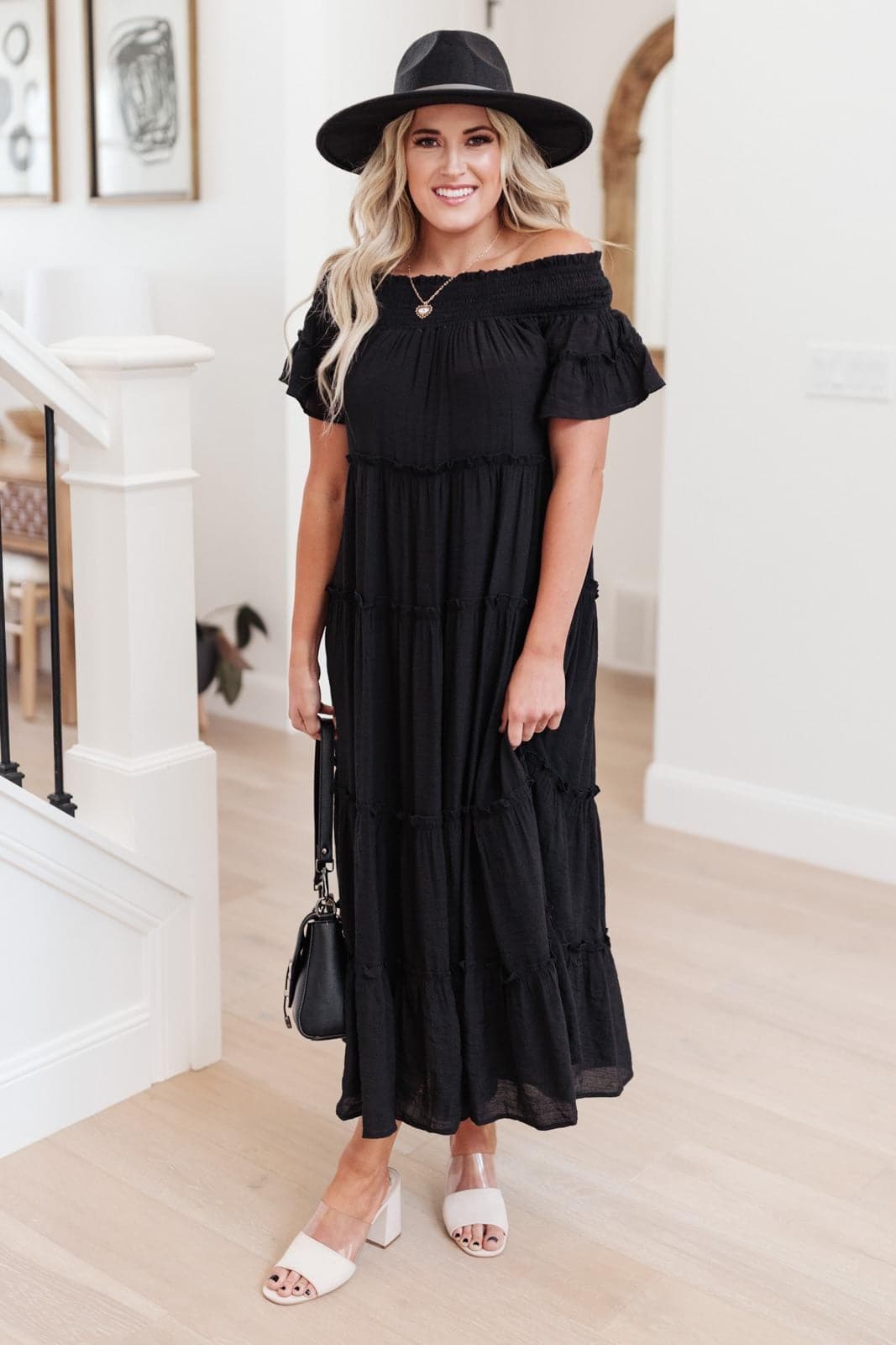 Olivia Tiered Maxi Dress in Black - SwagglyLife Home & Fashion