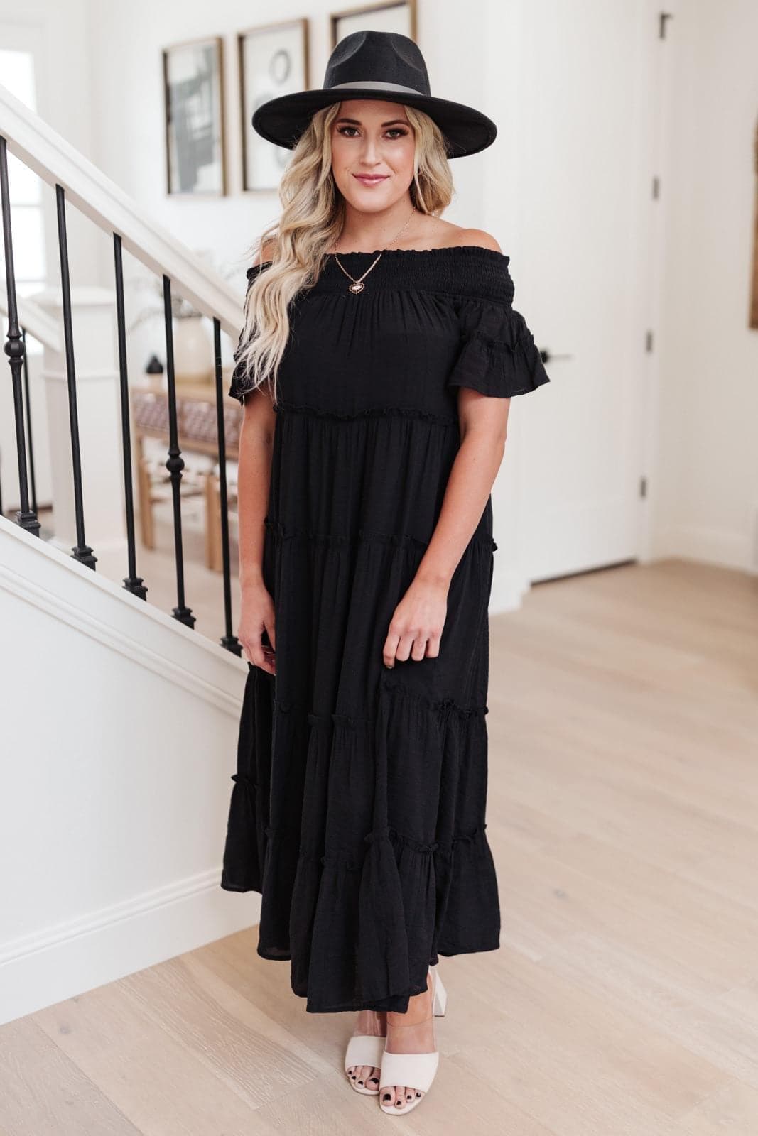 Olivia Tiered Maxi Dress in Black - SwagglyLife Home & Fashion