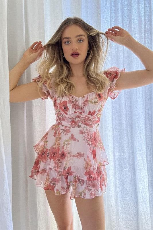 ONE AND ONLY COLLECTIVE Floral Ruffle Tiered Romper - SwagglyLife Home & Fashion
