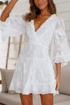 One and Only Collective White Chiffon Ruffle Mini Dress - SwagglyLife Home & Fashion