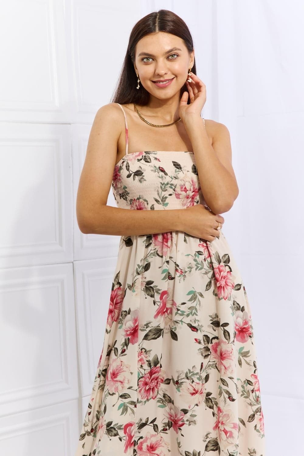 OneTheLand Hold Me Tight Sleevless Floral Maxi Dress in Pink - SwagglyLife Home & Fashion