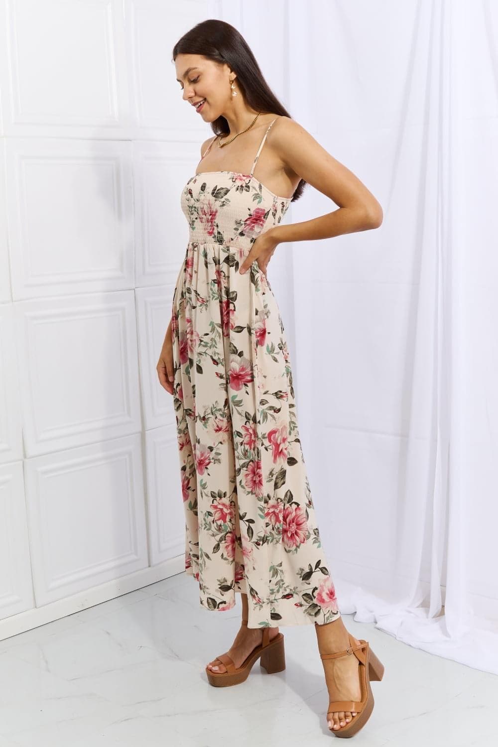 OneTheLand Hold Me Tight Sleevless Floral Maxi Dress in Pink - SwagglyLife Home & Fashion
