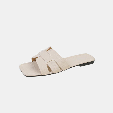 Open Toe PU Leather Sandals - SwagglyLife Home & Fashion