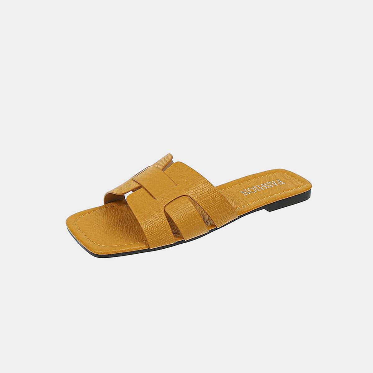 Open Toe PU Leather Sandals - SwagglyLife Home & Fashion