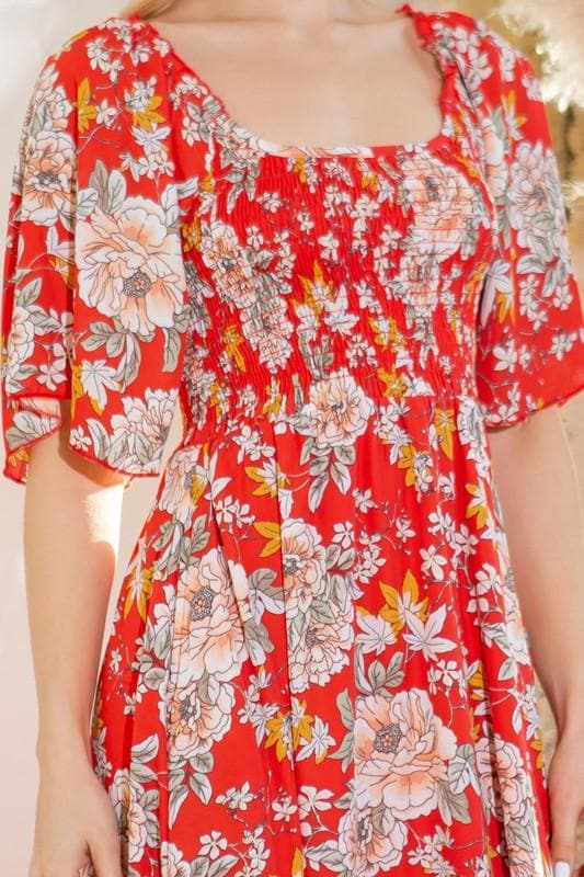 Orange Farm Clothing Smocked Dress with Pockets - SwagglyLife Home & Fashion