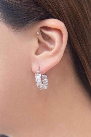 Oval Stone Hoop Earrings - SwagglyLife Home & Fashion