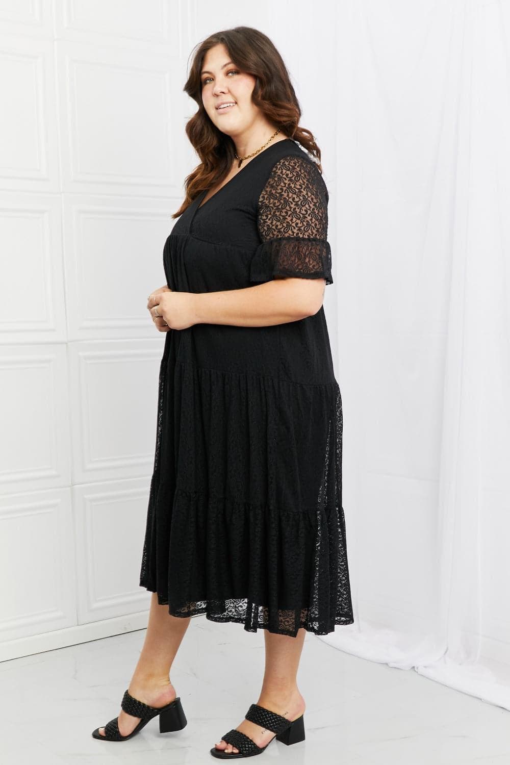 P & Rose Lovely Lace Full Size Tiered Dress - SwagglyLife Home & Fashion