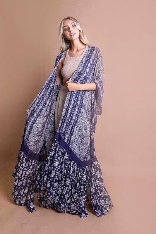 Paisley Tapestry Free Flow Kimono - SwagglyLife Home & Fashion