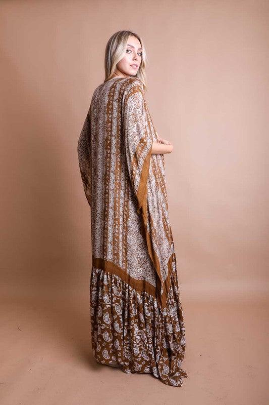 Paisley Tapestry Free Flow Kimono - SwagglyLife Home & Fashion