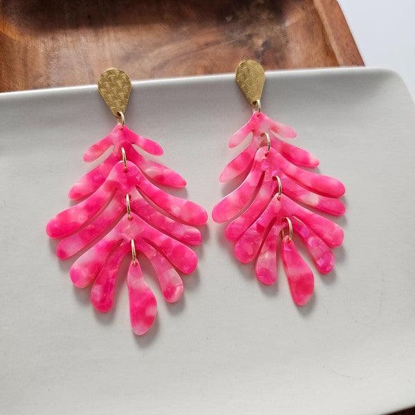 Palm Earrings - Hot Pink - SwagglyLife Home & Fashion