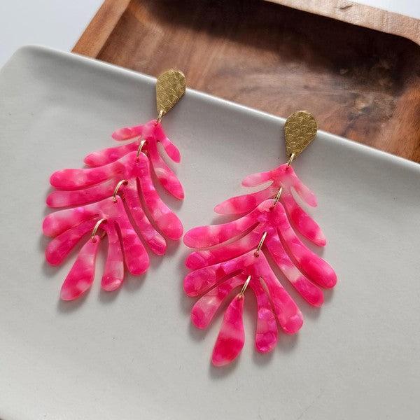 Palm Earrings - Hot Pink - SwagglyLife Home & Fashion