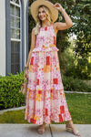 Patchwork Grecian Neck Ruffled Maxi Dress - SwagglyLife Home & Fashion