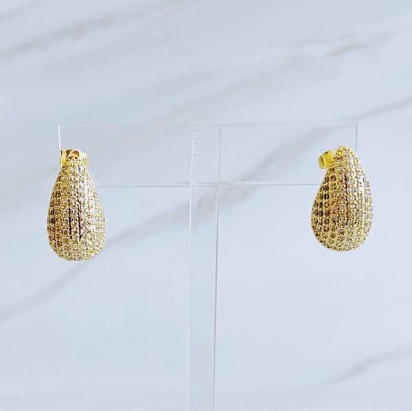 Paved Teardrop Stud Earrings - SwagglyLife Home & Fashion