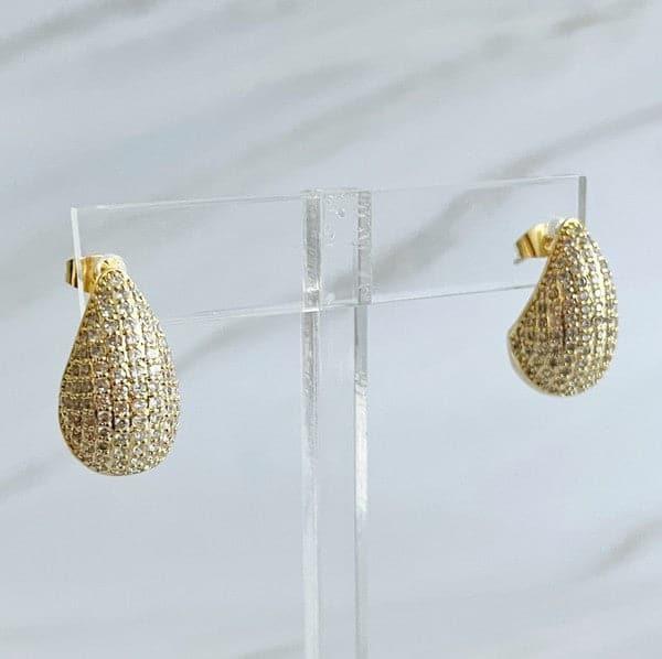 Paved Teardrop Stud Earrings - SwagglyLife Home & Fashion