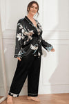 Plus Size Floral Robe and Pants Pajama Set - SwagglyLife Home & Fashion