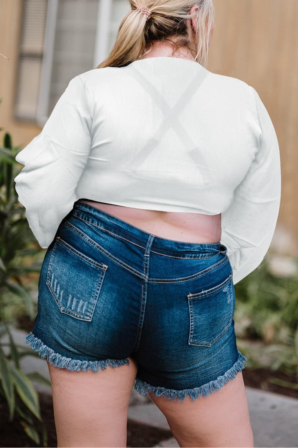 Plus Size Tie Front Crop Top - SwagglyLife Home & Fashion