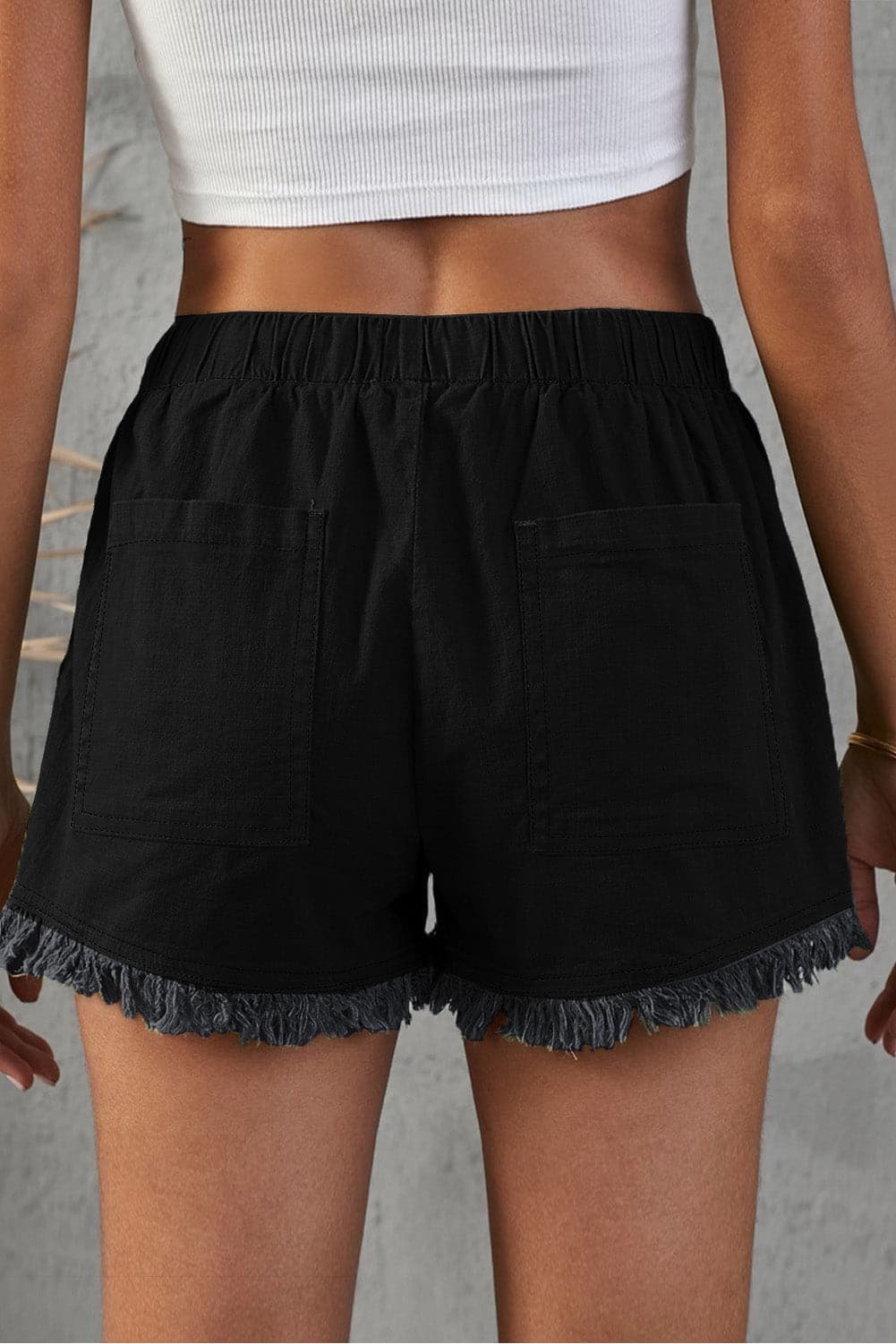 Pocketed Frayed Denim Shorts - SwagglyLife Home & Fashion