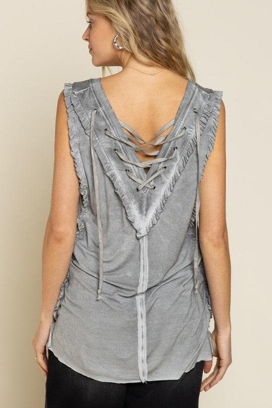 POL Criss-cross Lace-up Open Back Tank Top - SwagglyLife Home & Fashion